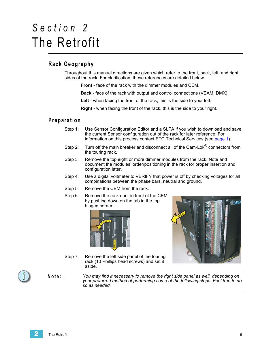 The retrofit, Rack geography, Preparation | ETC Sensor+ Touring Rack CEM+ to CEM3 Retrofit User Manual | Page 7 / 24