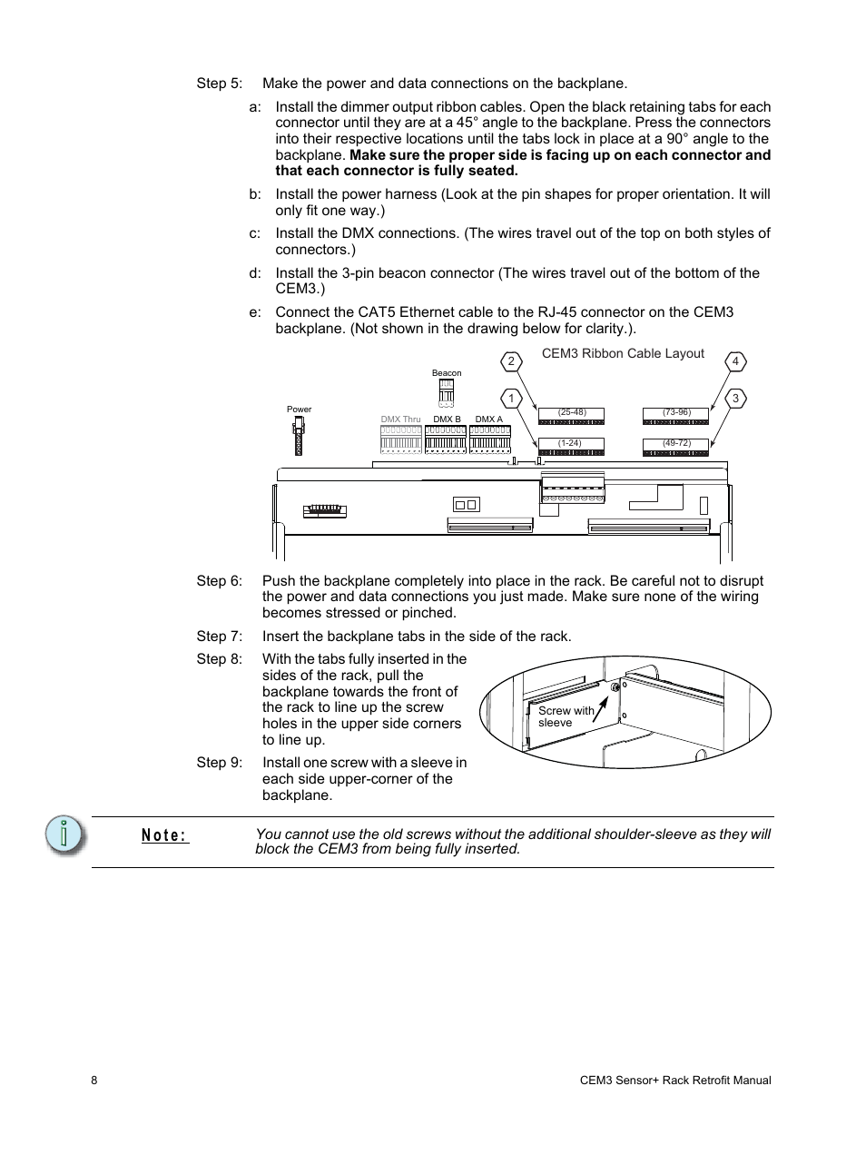 N o t e | ETC Sensor+ Rack (SR+ HSR+) CEM+ to CEM3 Retrofit User Manual | Page 10 / 16