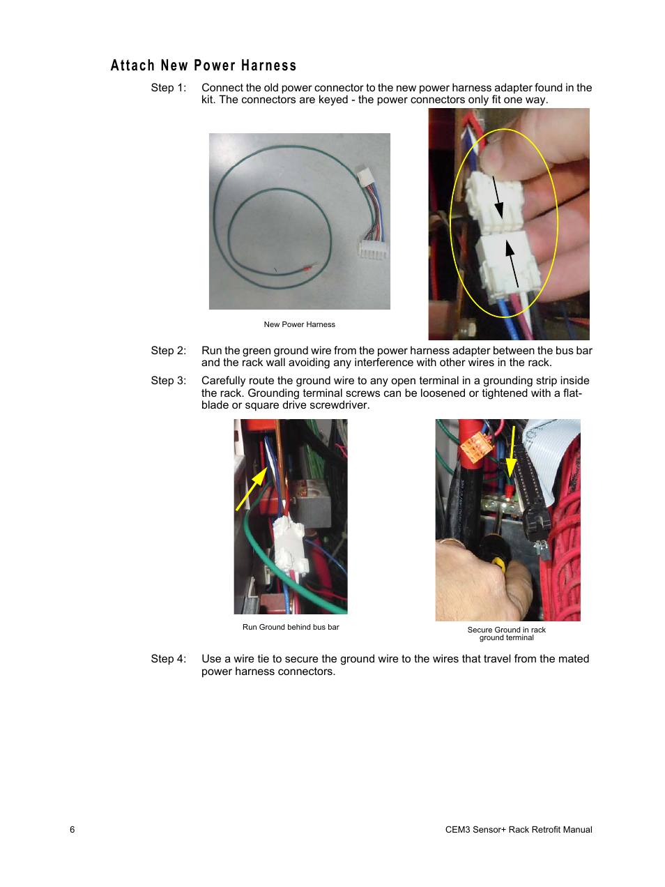 Attach new power harness | ETC Sensor+ Rack (SR+ HSR+) CEM+ to CEM3 Retrofit User Manual | Page 8 / 16