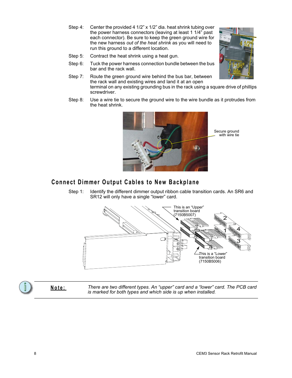 Connect dimmer output cables to new backplane | ETC Sensor+ CE Rack (ESR+) CEM+ to CEM3 Retrofit User Manual | Page 10 / 16