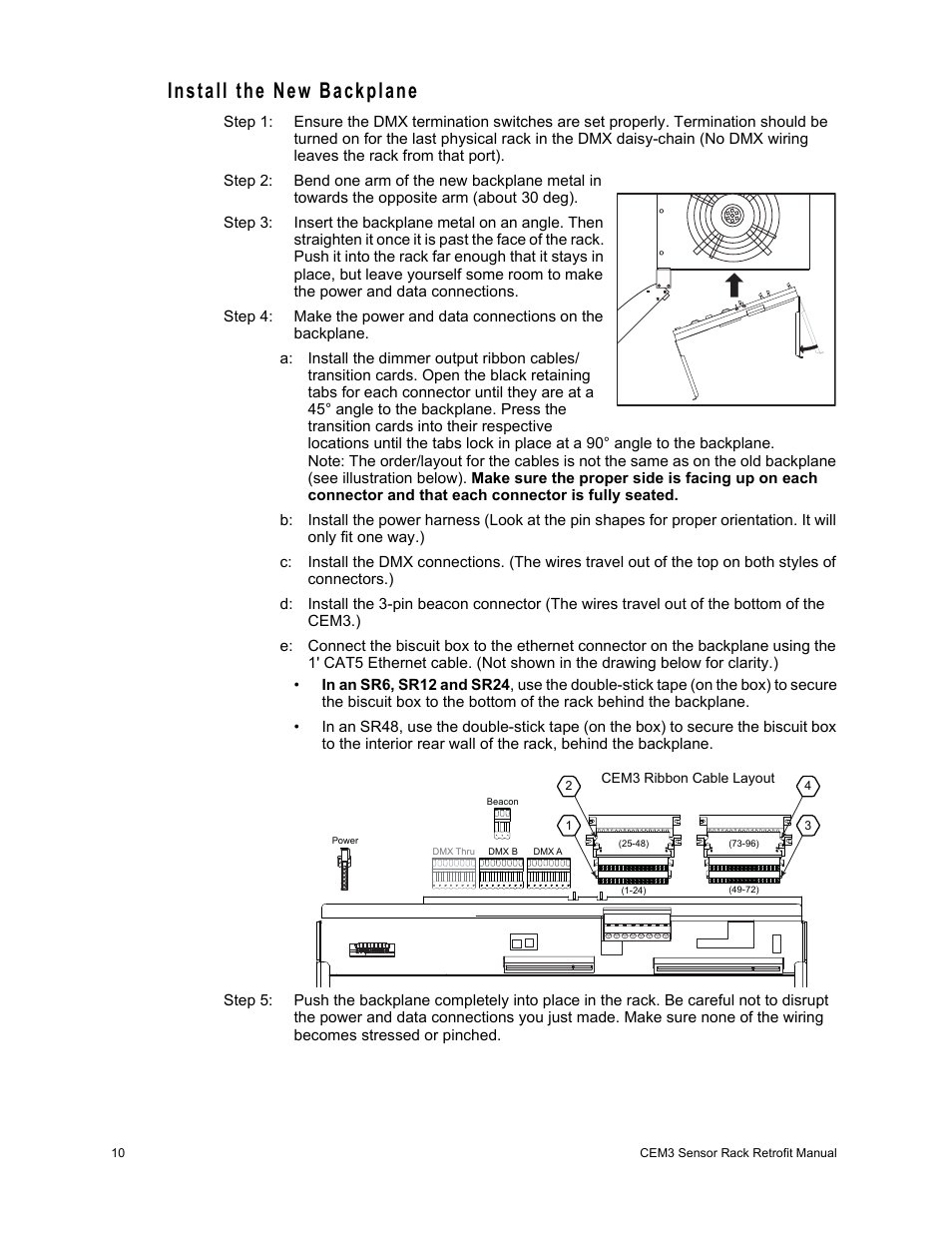 Install the new backplane | ETC Sensor+ CE Rack (ESR+) CEM+ to CEM3 Retrofit User Manual | Page 12 / 16
