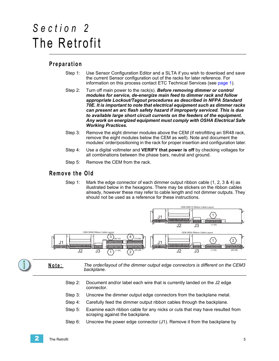 The retrofit, Preparation, Remove the old | N o t e | ETC Sensor+ CE Rack (ESR+) CEM+ to CEM3 Retrofit User Manual | Page 7 / 16