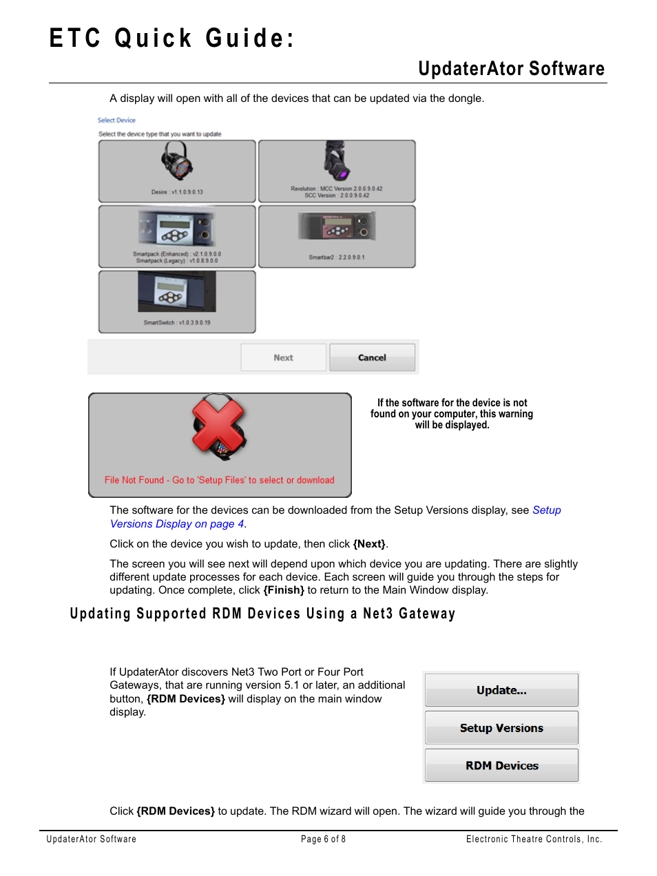 Updaterator software | ETC UpdaterAtor v3.0.0 User Manual | Page 6 / 8