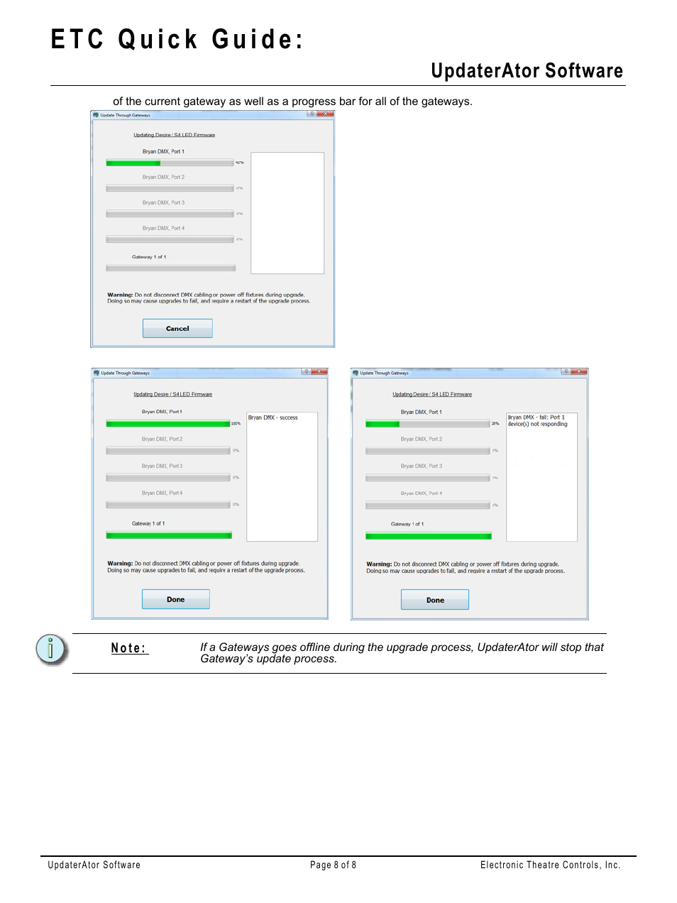Updaterator software | ETC UpdaterAtor v3.0.0 User Manual | Page 8 / 8