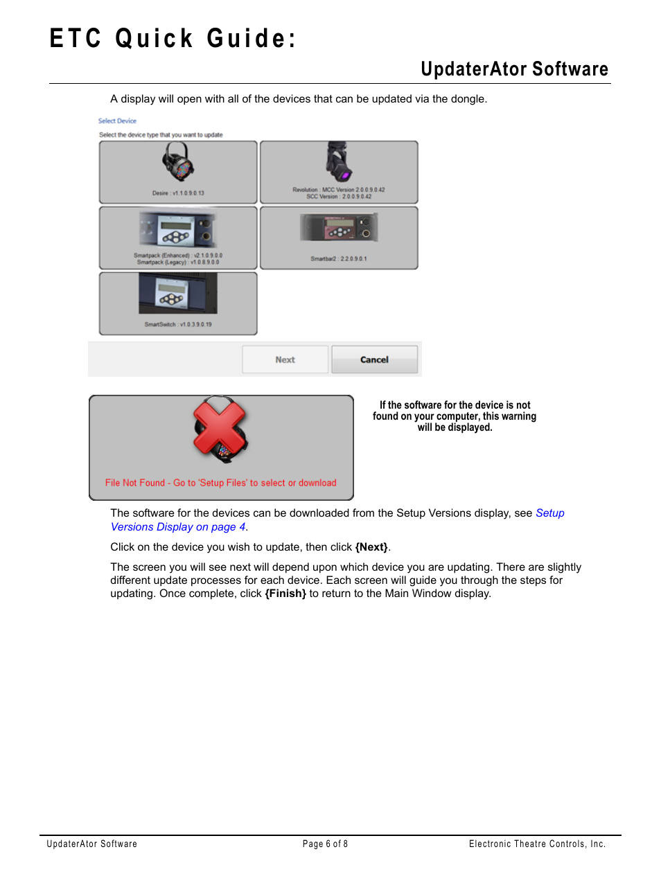 Updaterator software | ETC UpdaterAtor v4.2.0 User Manual | Page 6 / 8