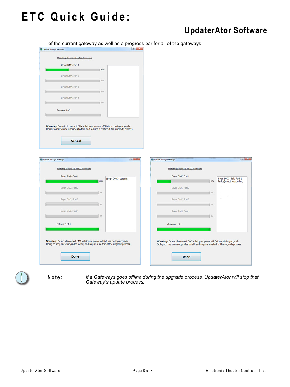 Updaterator software | ETC UpdaterAtor v4.2.0 User Manual | Page 8 / 8