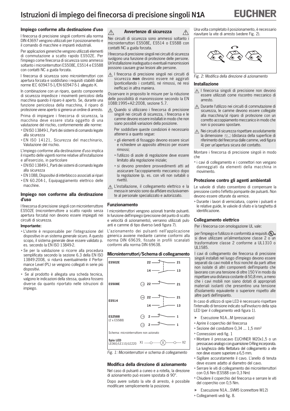EUCHNER N1A Single hole fixing limit switch User Manual | Page 10 / 12