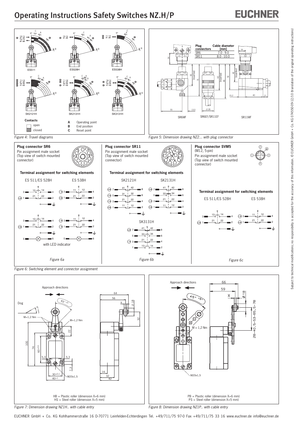 Operating instructions safety switches nz.h/p | EUCHNER NZ Safety switch User Manual | Page 5 / 12