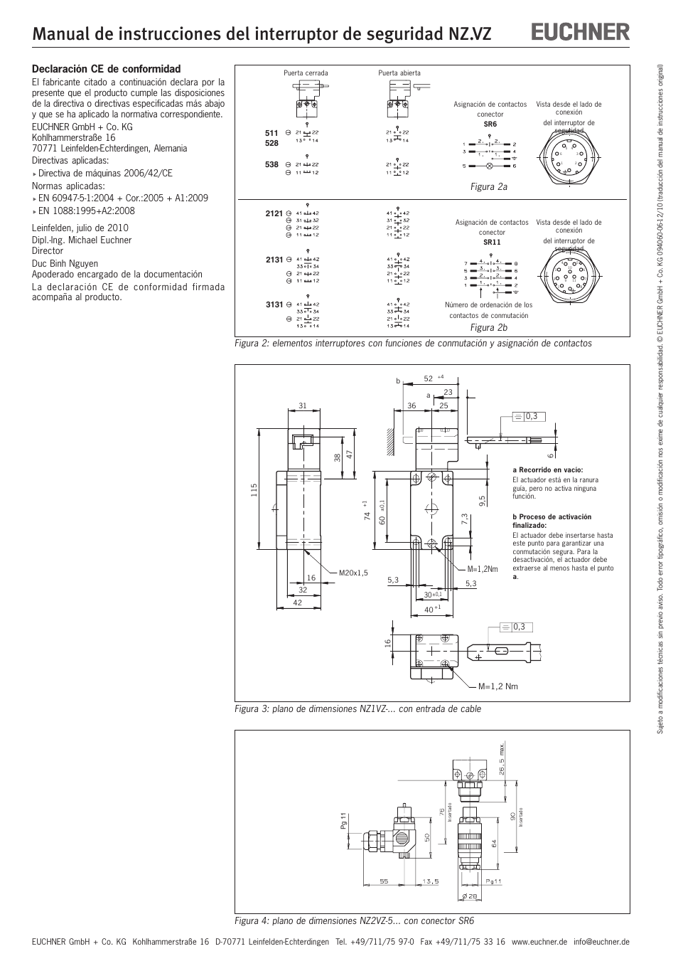Declaración ce de conformidad | EUCHNER NZ.VZ User Manual | Page 14 / 15