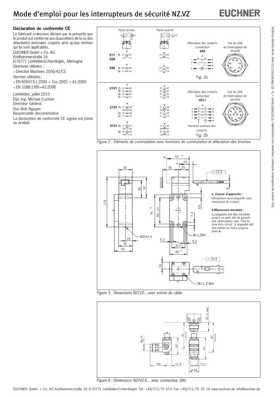 Déclaration de conformité ce | EUCHNER NZ.VZ User Manual | Page 8 / 15