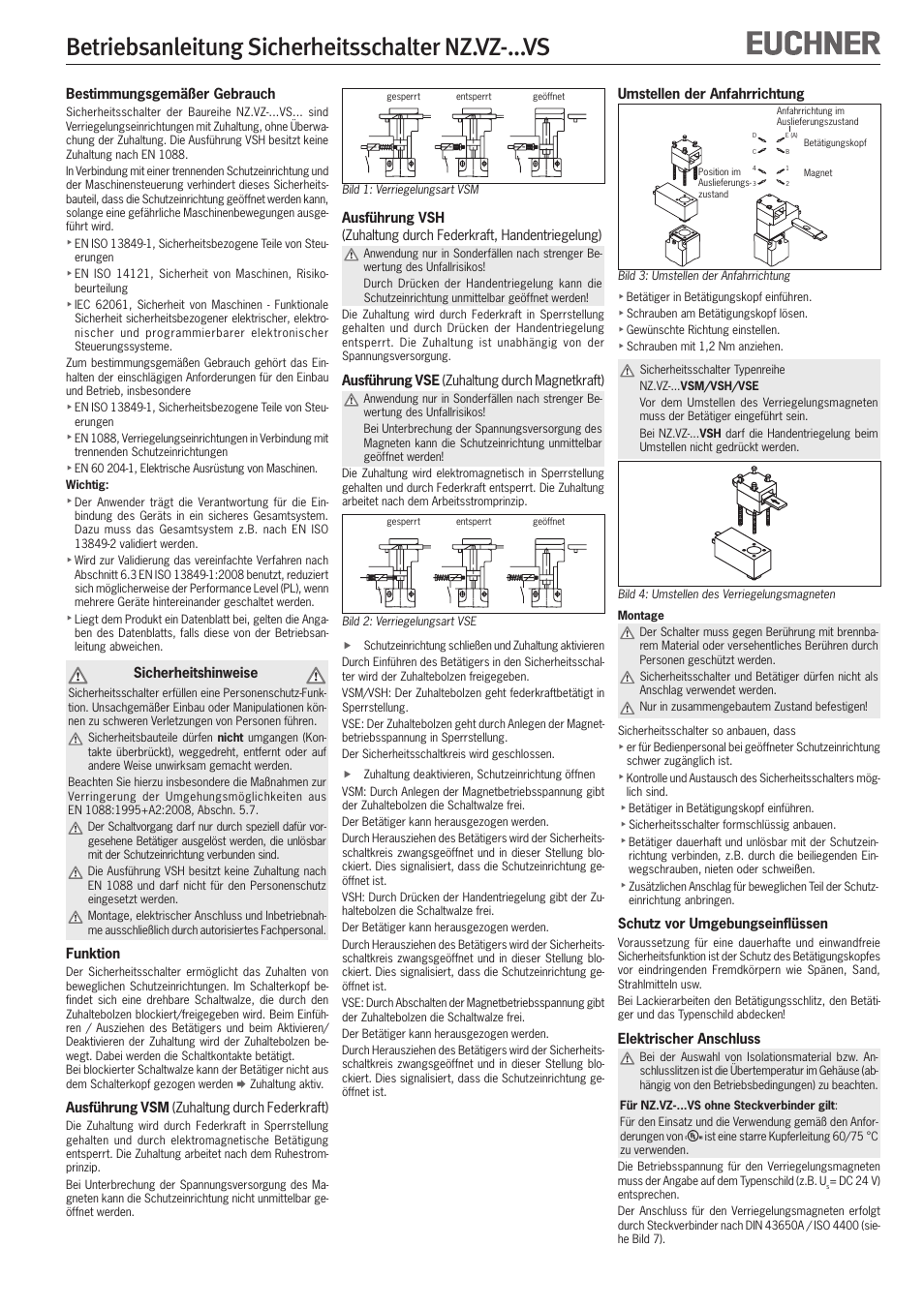 EUCHNER NZ.VZ-xxxVS User Manual | 16 pages