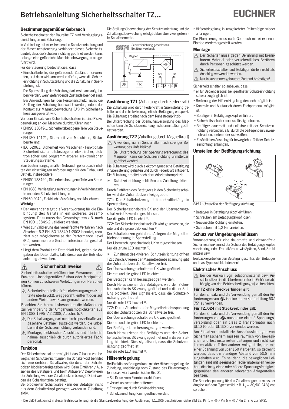 EUCHNER TZxxx User Manual | 20 pages