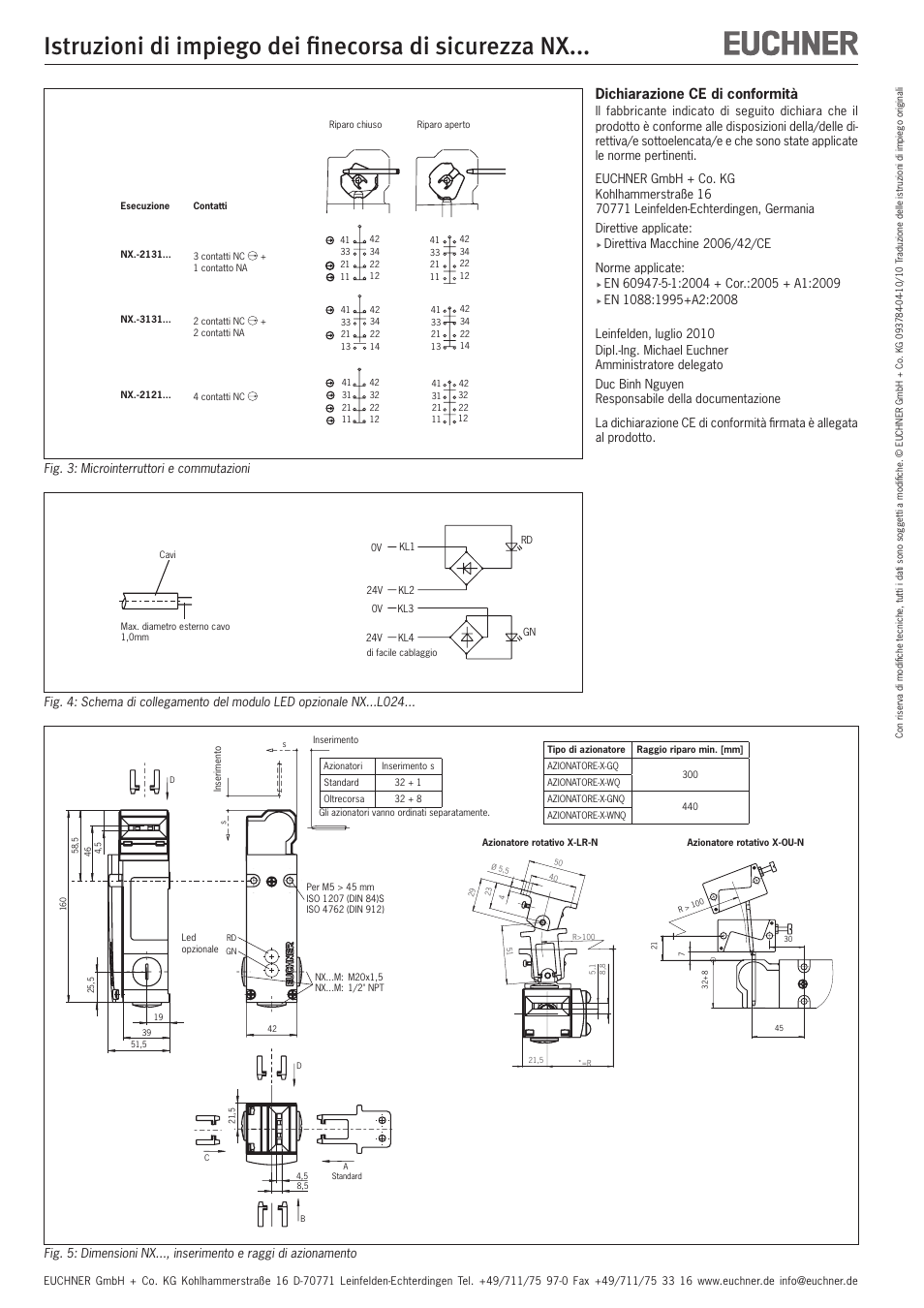 Dichiarazione ce di conformità | EUCHNER NXxxx User Manual | Page 11 / 12
