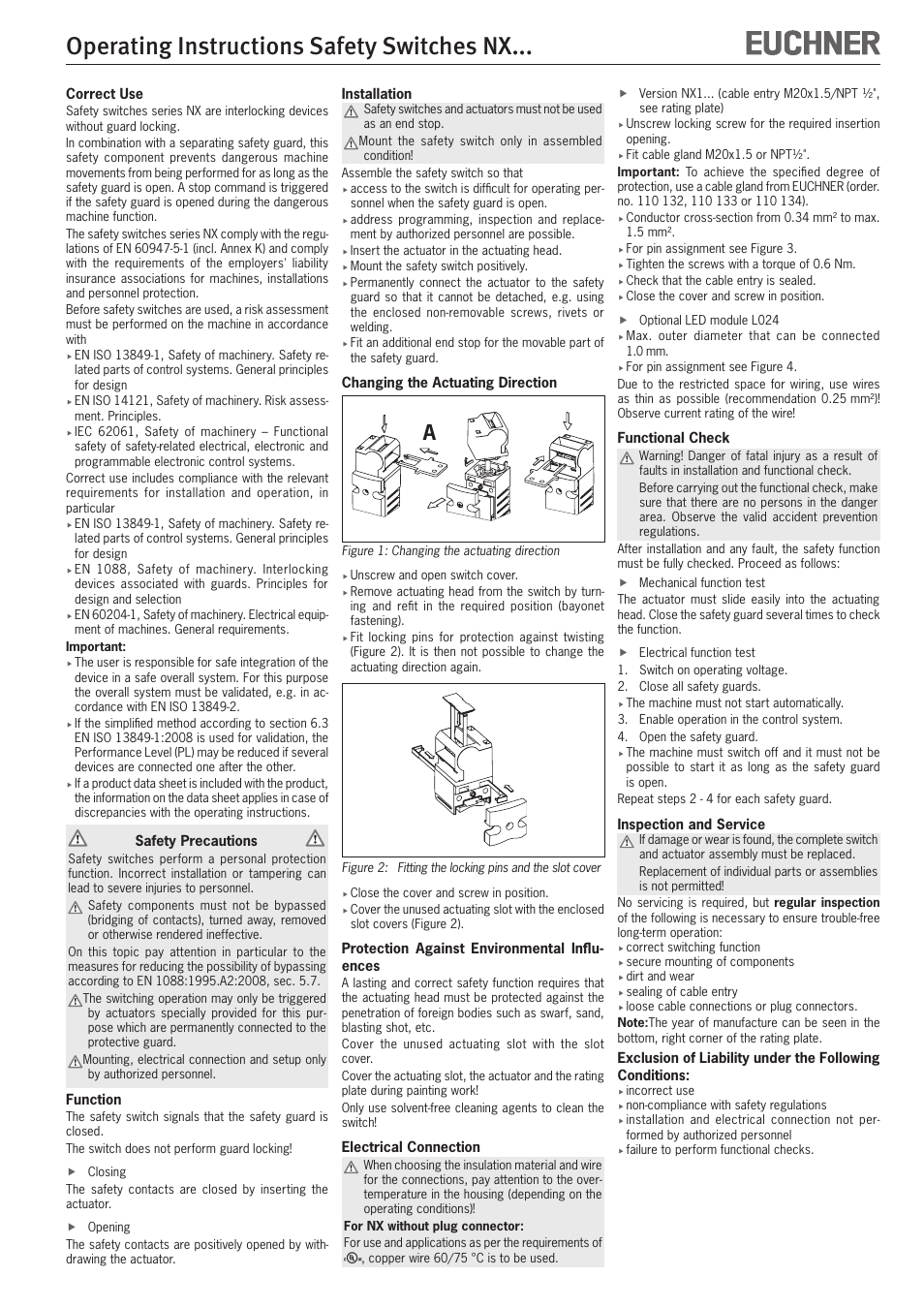 Operating instructions safety switches nx | EUCHNER NXxxx User Manual | Page 4 / 12