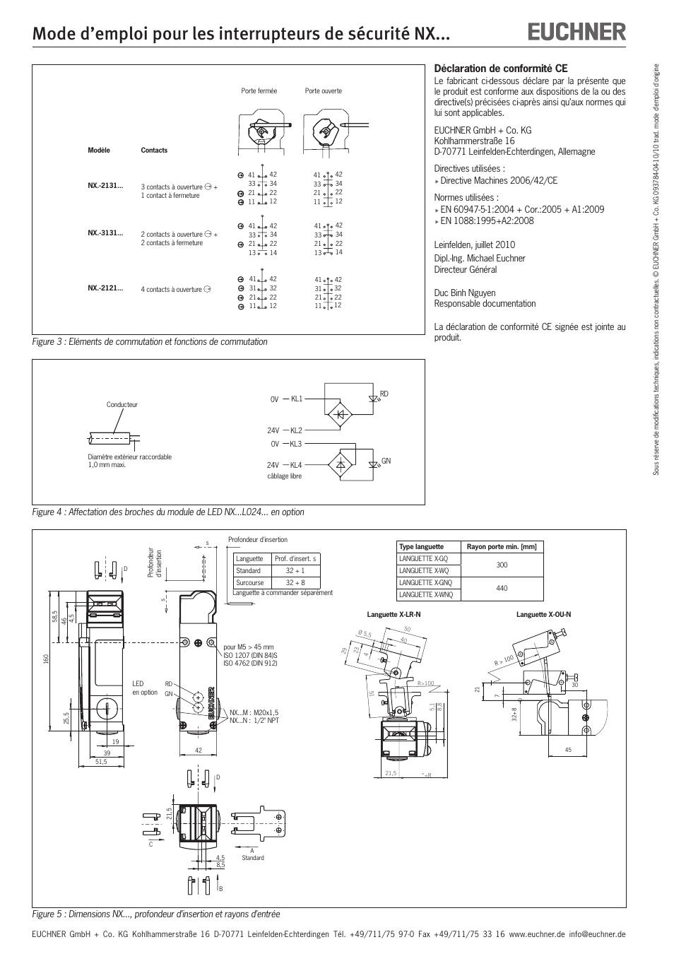 Déclaration de conformité ce | EUCHNER NXxxx User Manual | Page 8 / 12