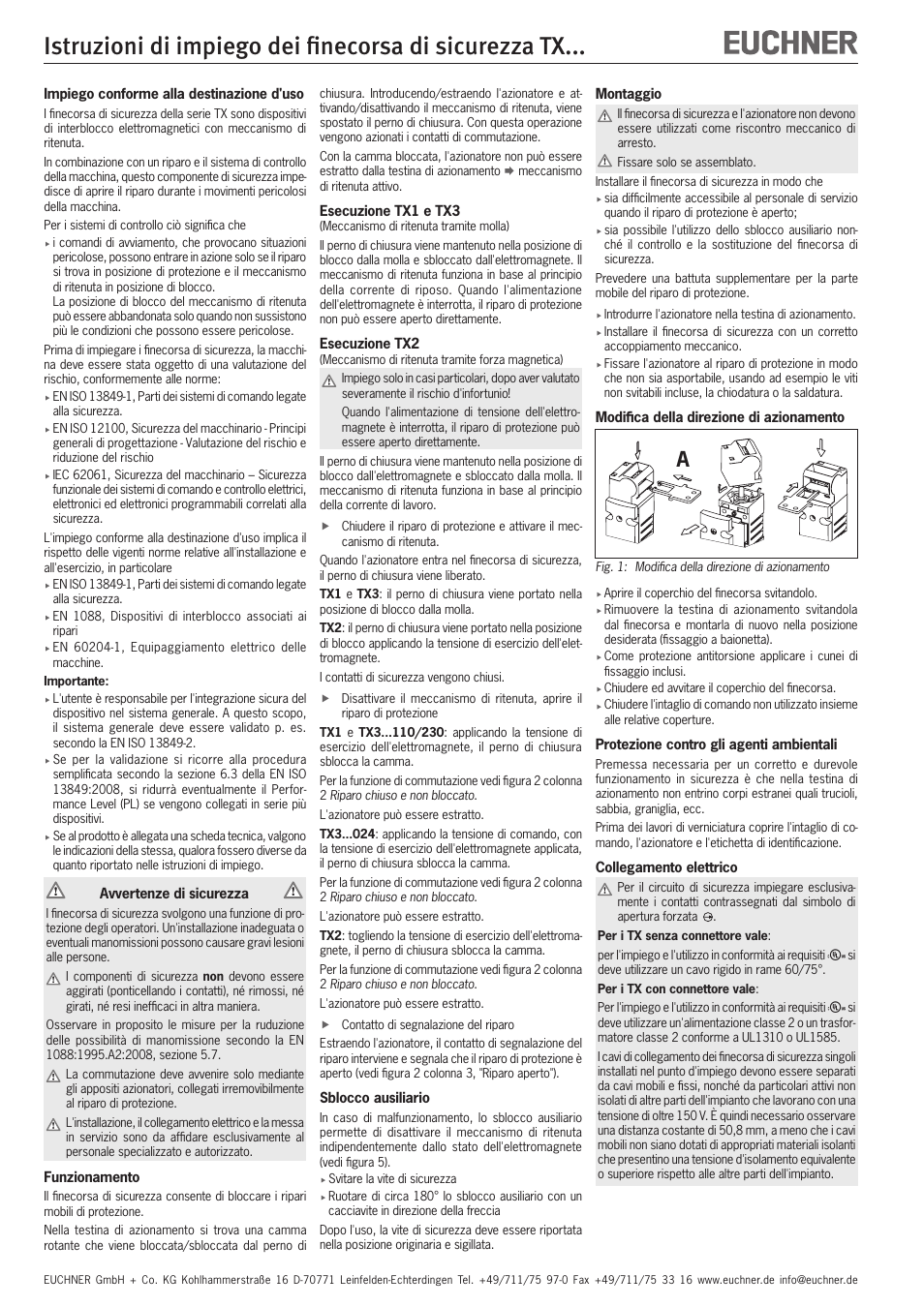 EUCHNER TXxxx User Manual | Page 10 / 12