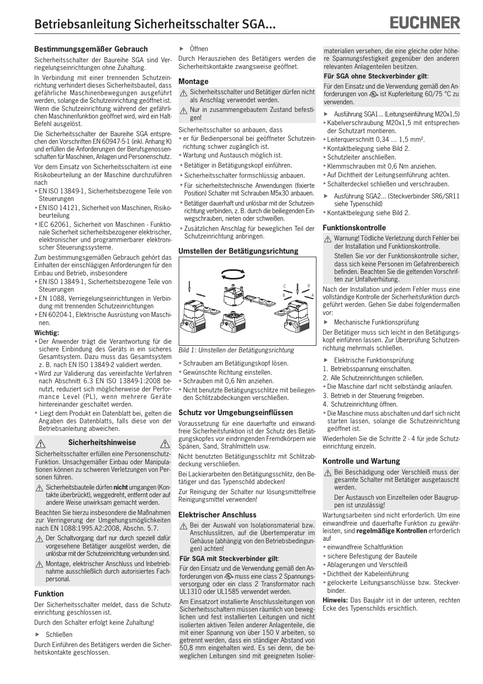 EUCHNER SGAxxx User Manual | 12 pages