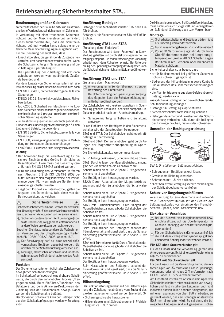 EUCHNER STAxxx User Manual | 15 pages