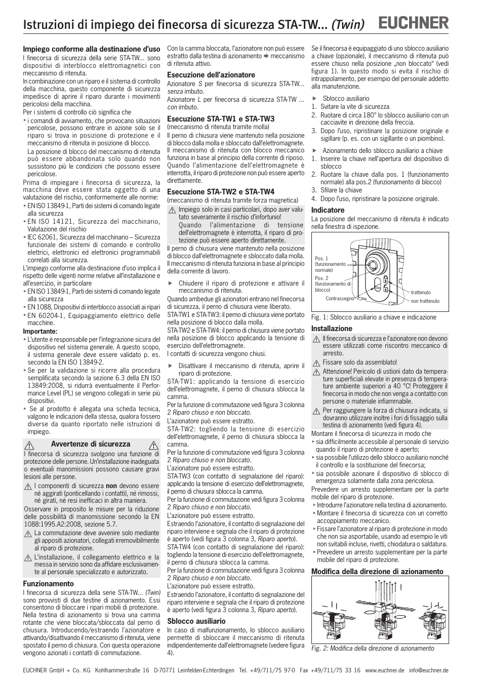 Twin) | EUCHNER STA-TWxxx (Twin) User Manual | Page 10 / 15