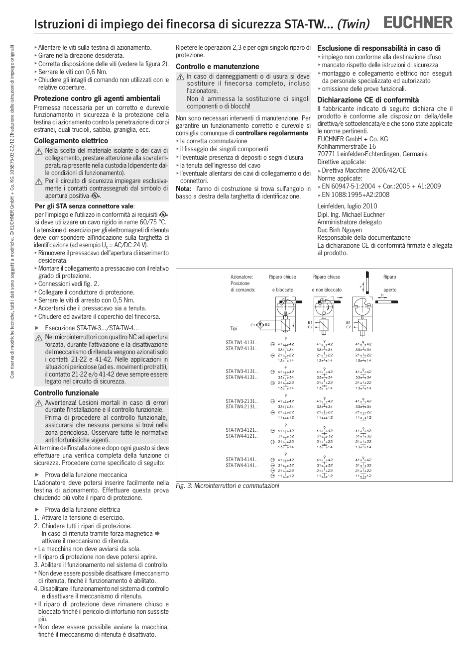 Twin) | EUCHNER STA-TWxxx (Twin) User Manual | Page 11 / 15