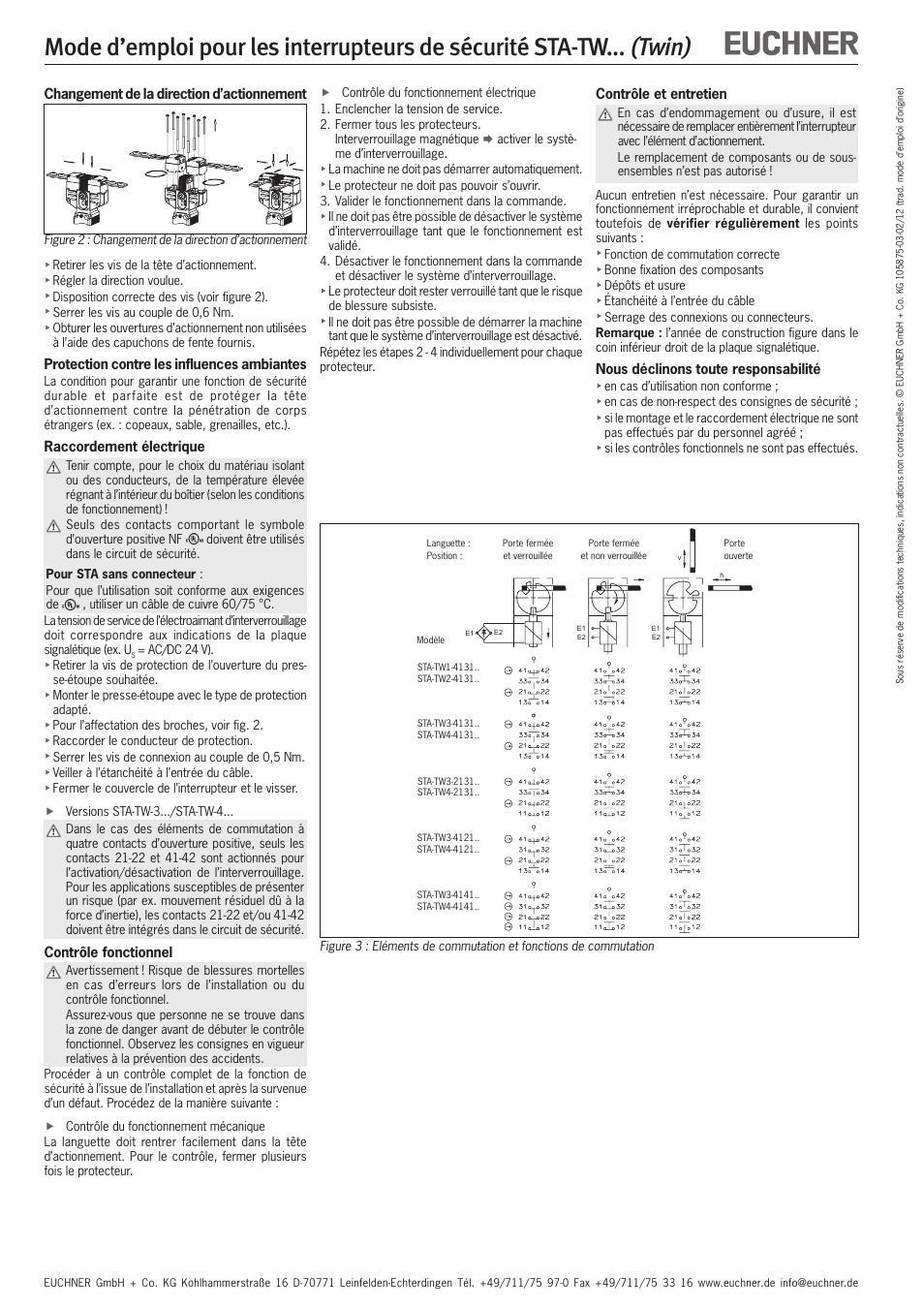 Twin) | EUCHNER STA-TWxxx (Twin) User Manual | Page 8 / 15