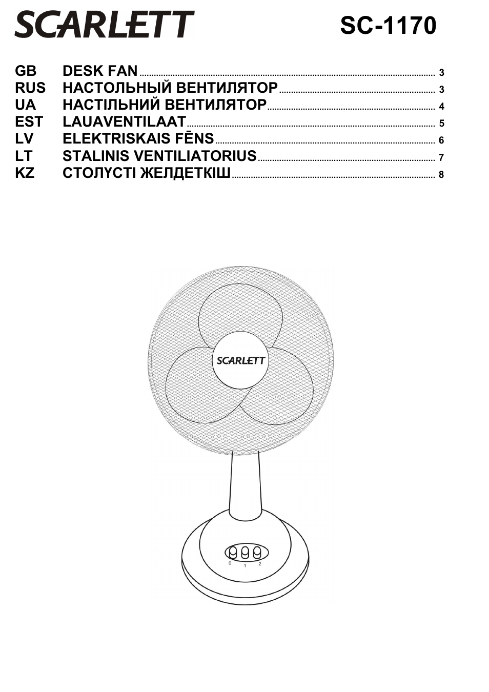 Scarlett SC-1170 User Manual | 9 pages