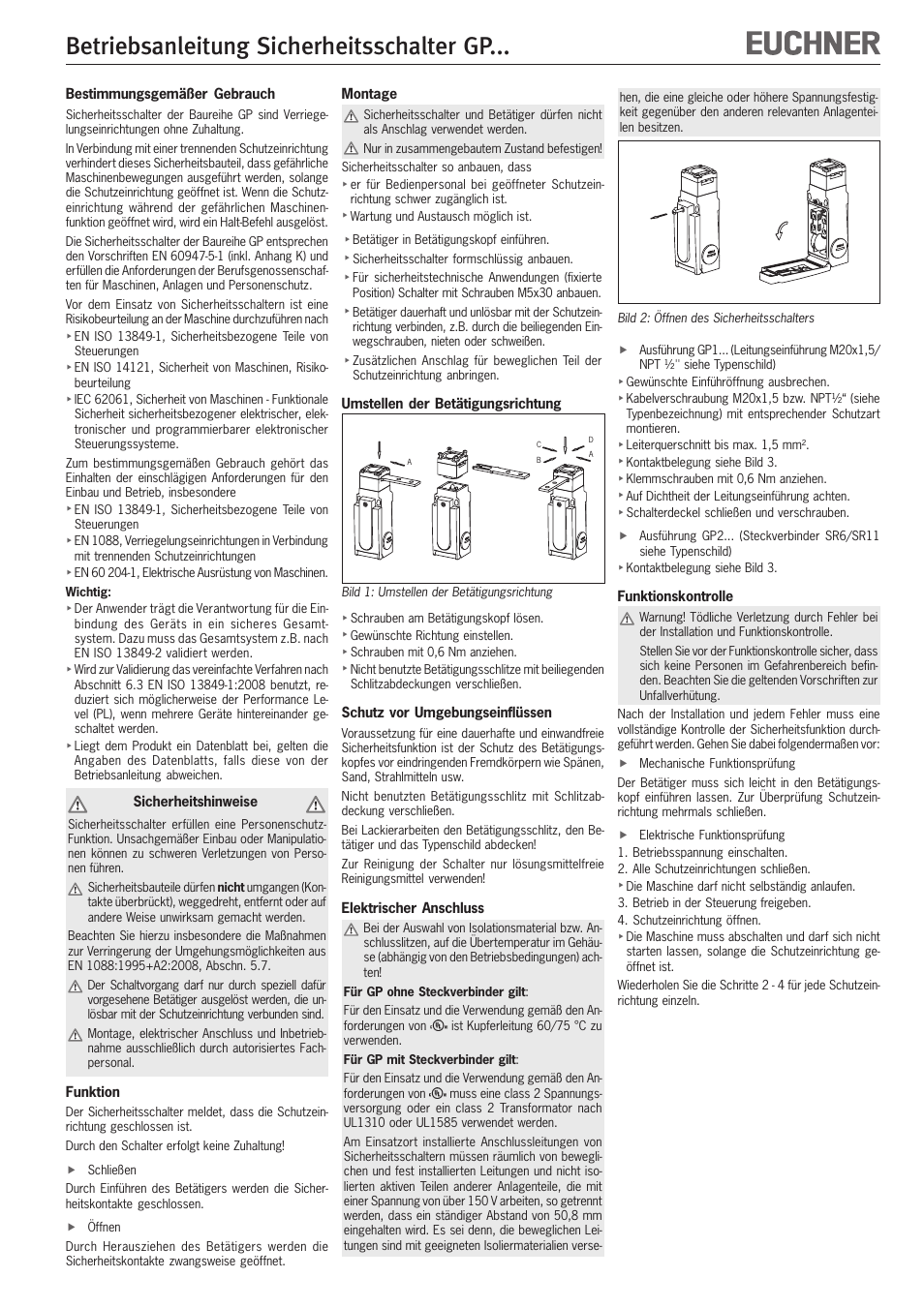 EUCHNER GPxxx User Manual | 12 pages