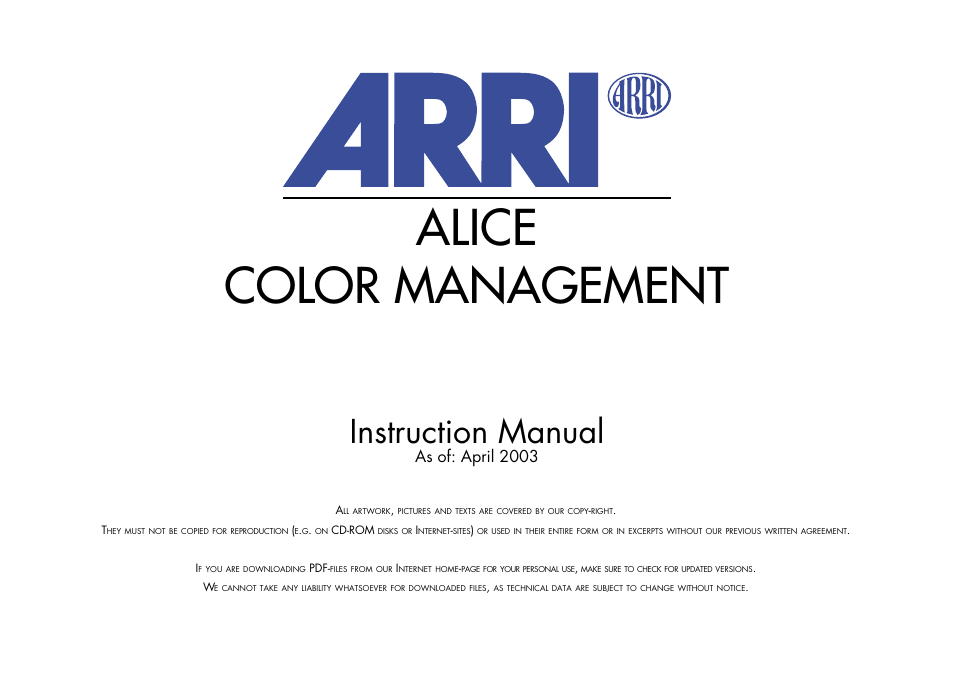 ARRI Projection HDTV User Manual | 38 pages