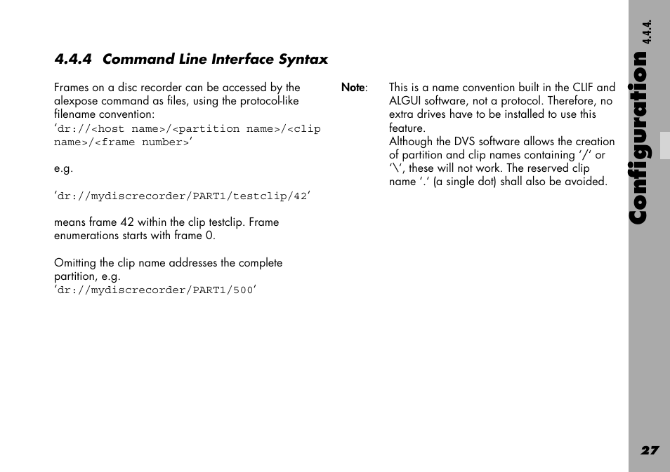 4 command line interface syntax, Configuration | ARRI Projection HDTV User Manual | Page 27 / 38