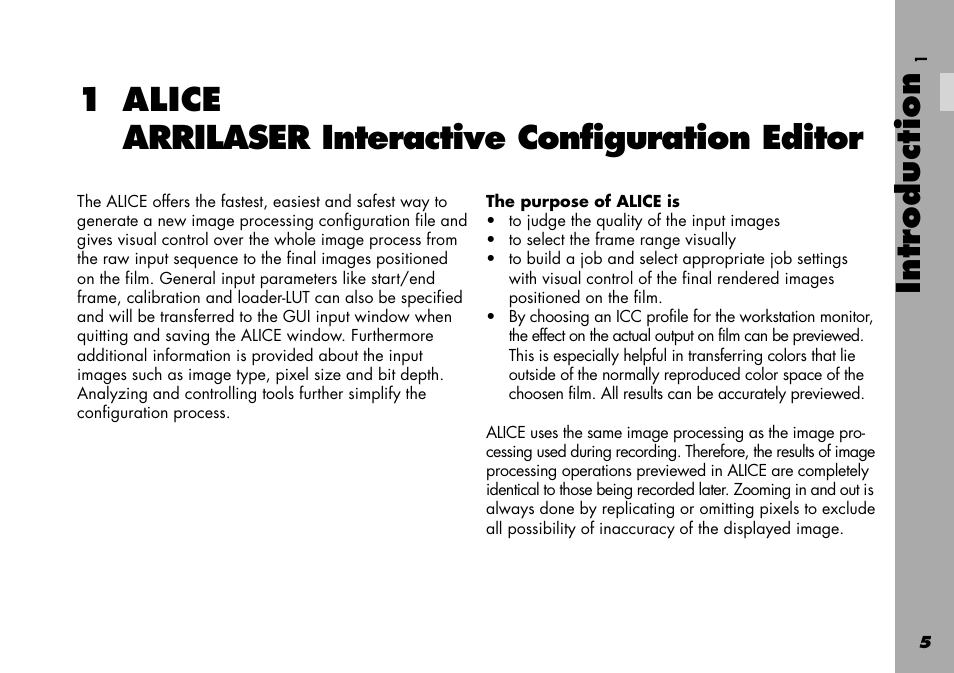 1 alicearrilaser interactive configuration editor, Alice, Arrilaser interactive configuration editor | 1 alice arrilaser interactive configuration editor, Introduction | ARRI Projection HDTV User Manual | Page 5 / 38