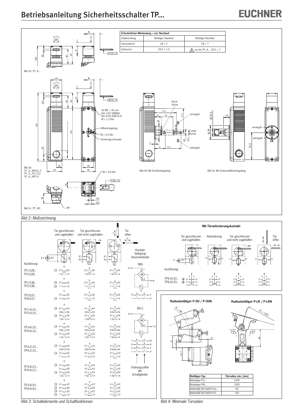 Betriebsanleitung sicherheitsschalter tp, Bild 4: minimale türradien | EUCHNER TPxxx User Manual | Page 3 / 12