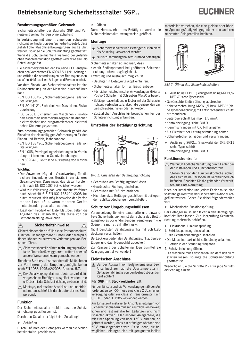 EUCHNER SGPxxx User Manual | 12 pages