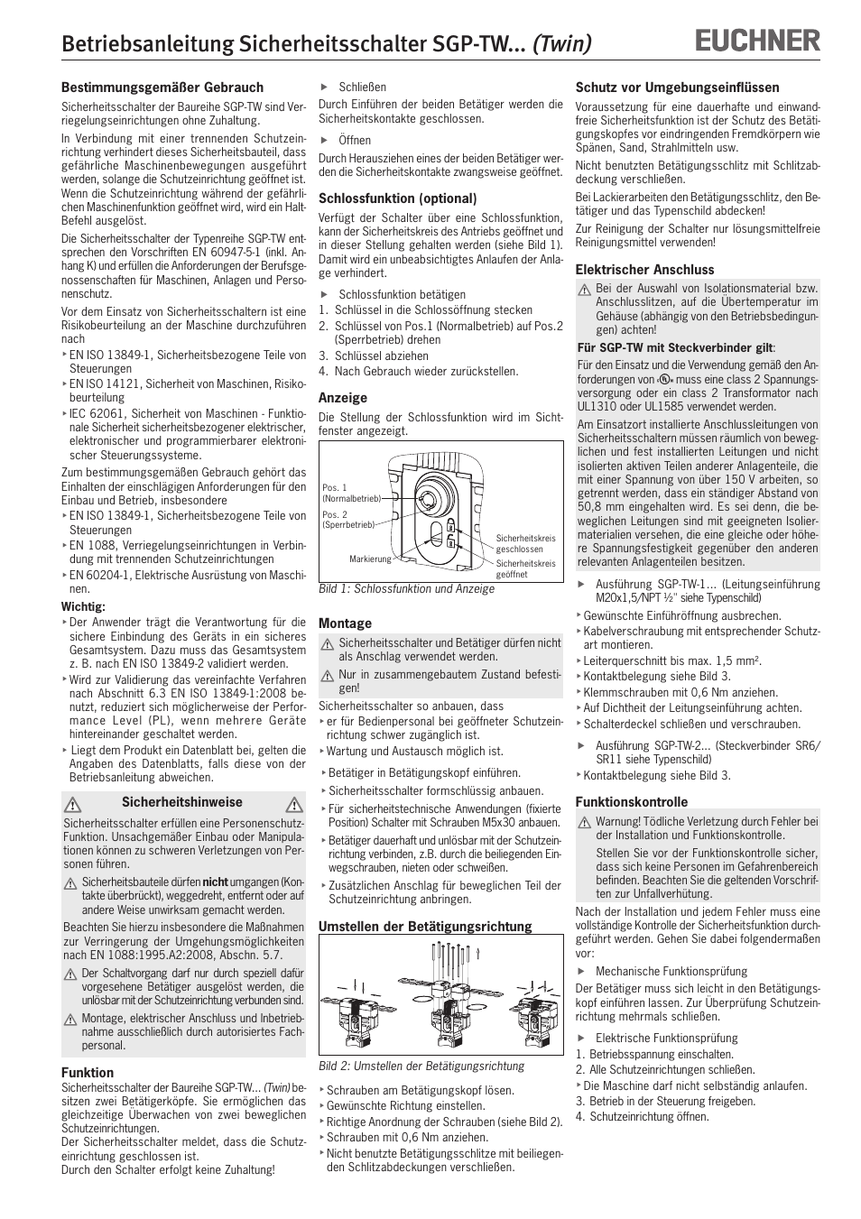 EUCHNER SGP-TWxxx (Twin) User Manual | 12 pages