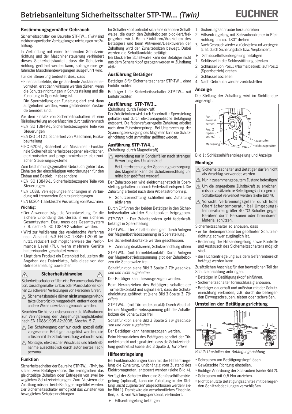 EUCHNER STP-TWxxx (Twin) User Manual | 15 pages