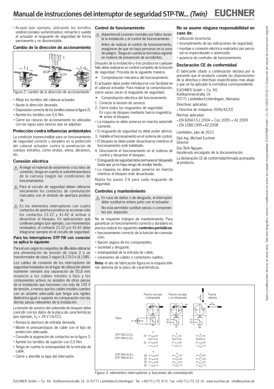 Twin) | EUCHNER STP-TWxxx (Twin) User Manual | Page 14 / 15