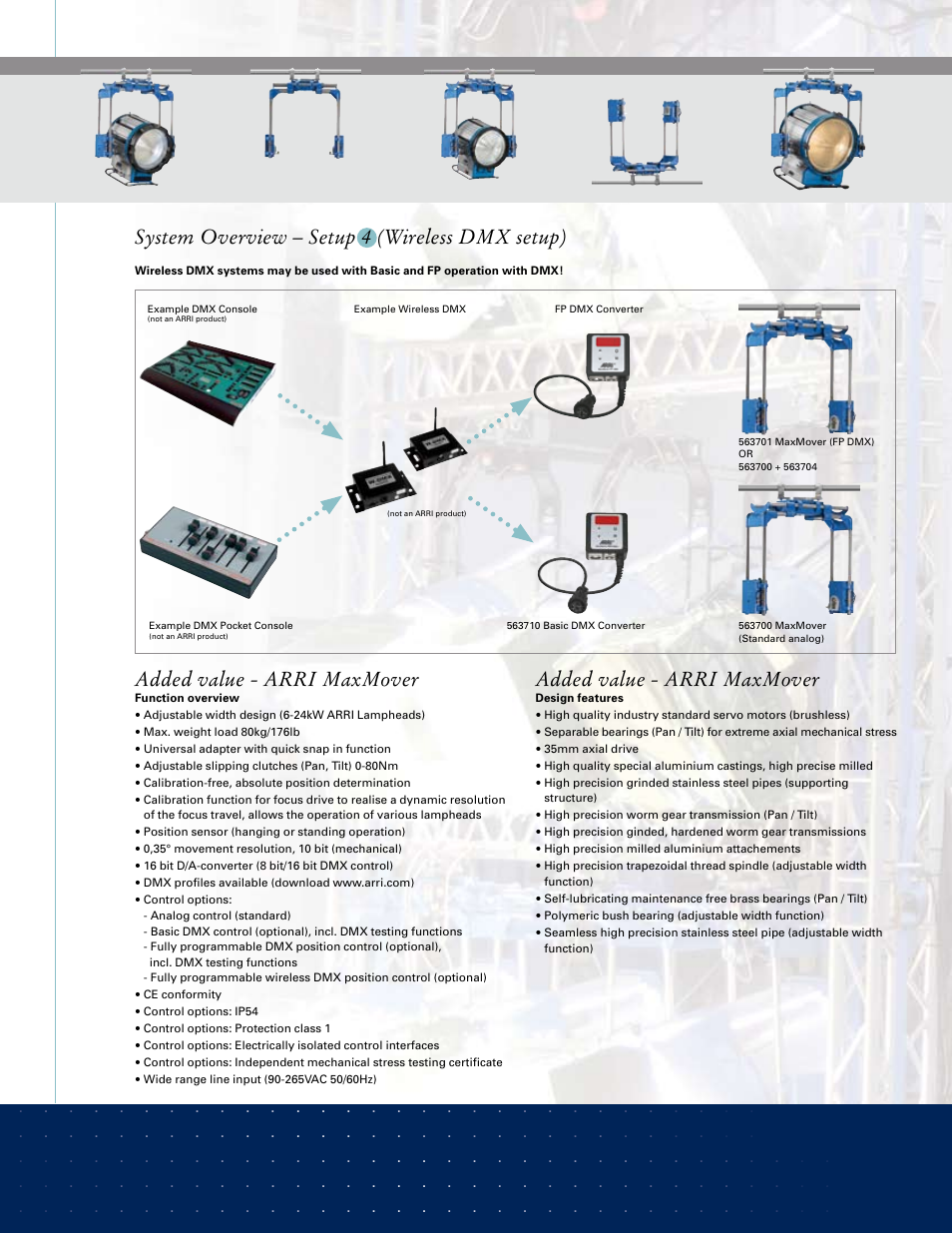 Added value - arri maxmover, System overview – setup 4 (wireless dmx setup) | ARRI MaxMover DayLight User Manual | Page 6 / 8