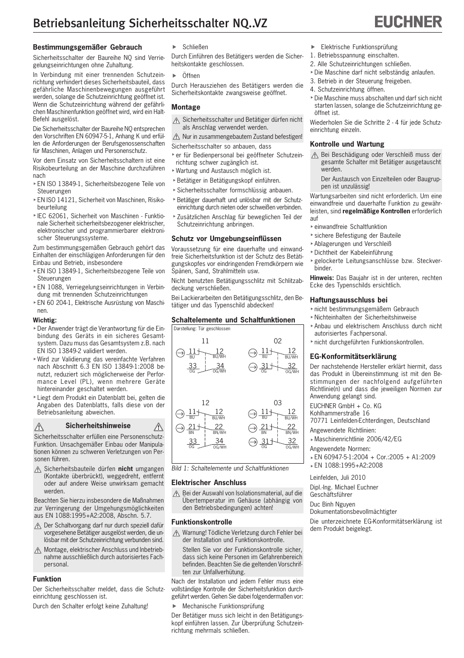 EUCHNER NQxxVZ User Manual | 8 pages
