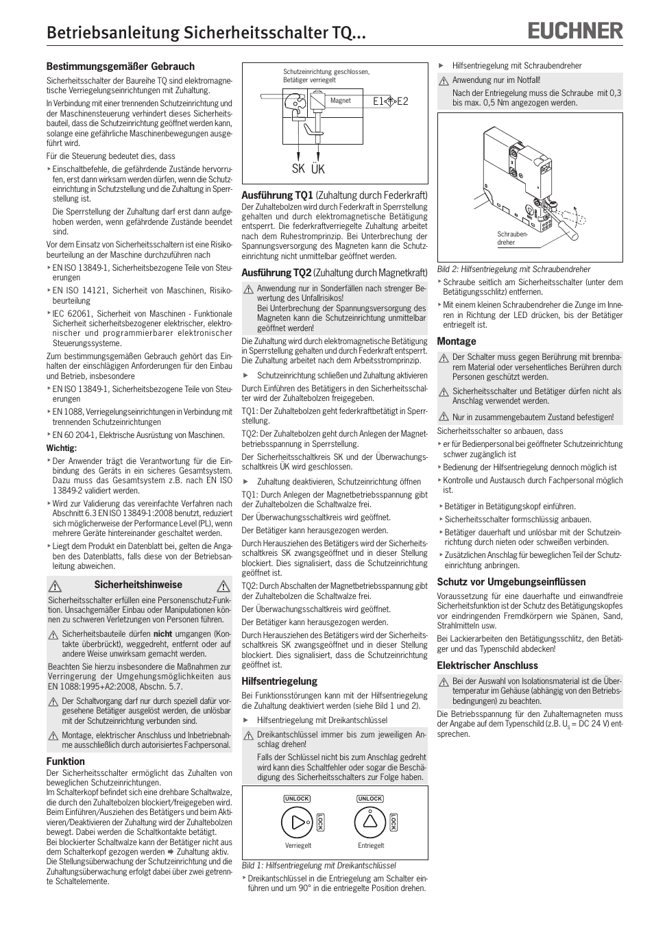 EUCHNER TQxxx User Manual | 12 pages