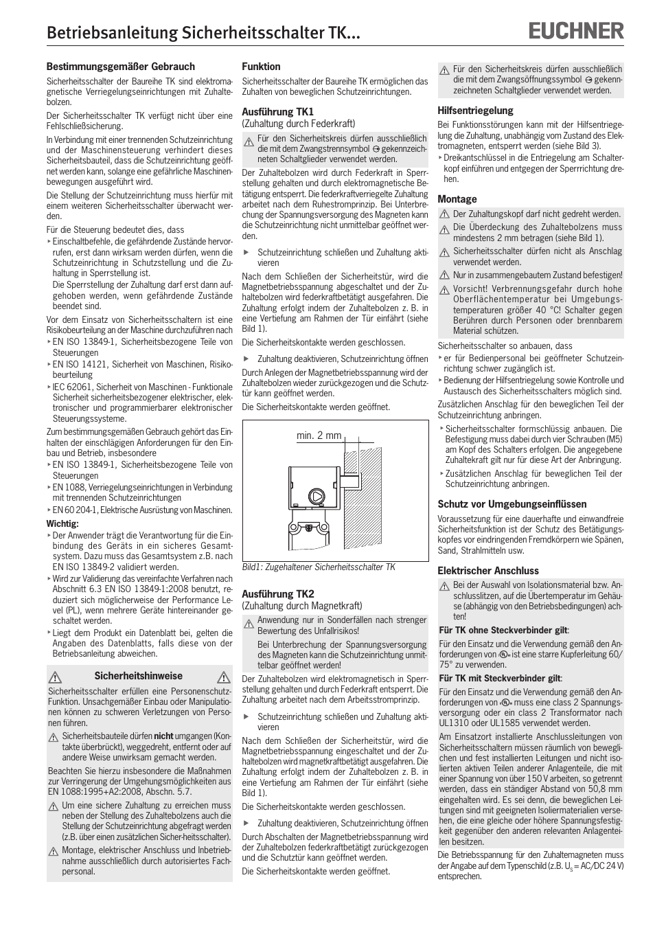 EUCHNER TKxxx User Manual | 12 pages