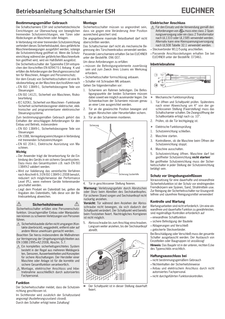 EUCHNER ESH User Manual | 8 pages