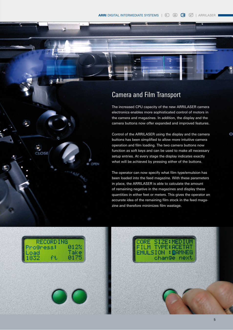 Camera and film transport | ARRI ARRILASER User Manual | Page 5 / 12