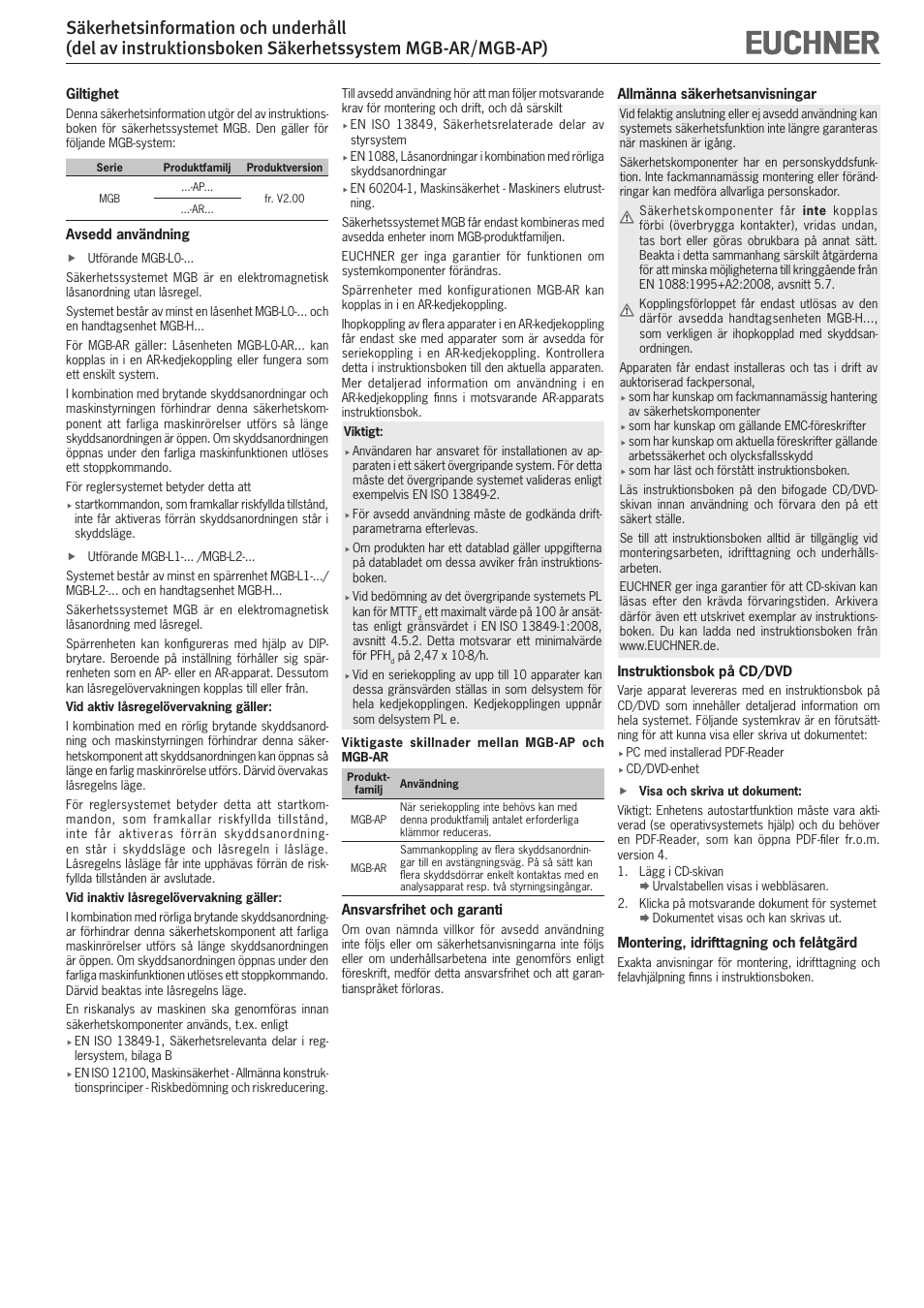 EUCHNER MGB-AP User Manual | Page 11 / 14