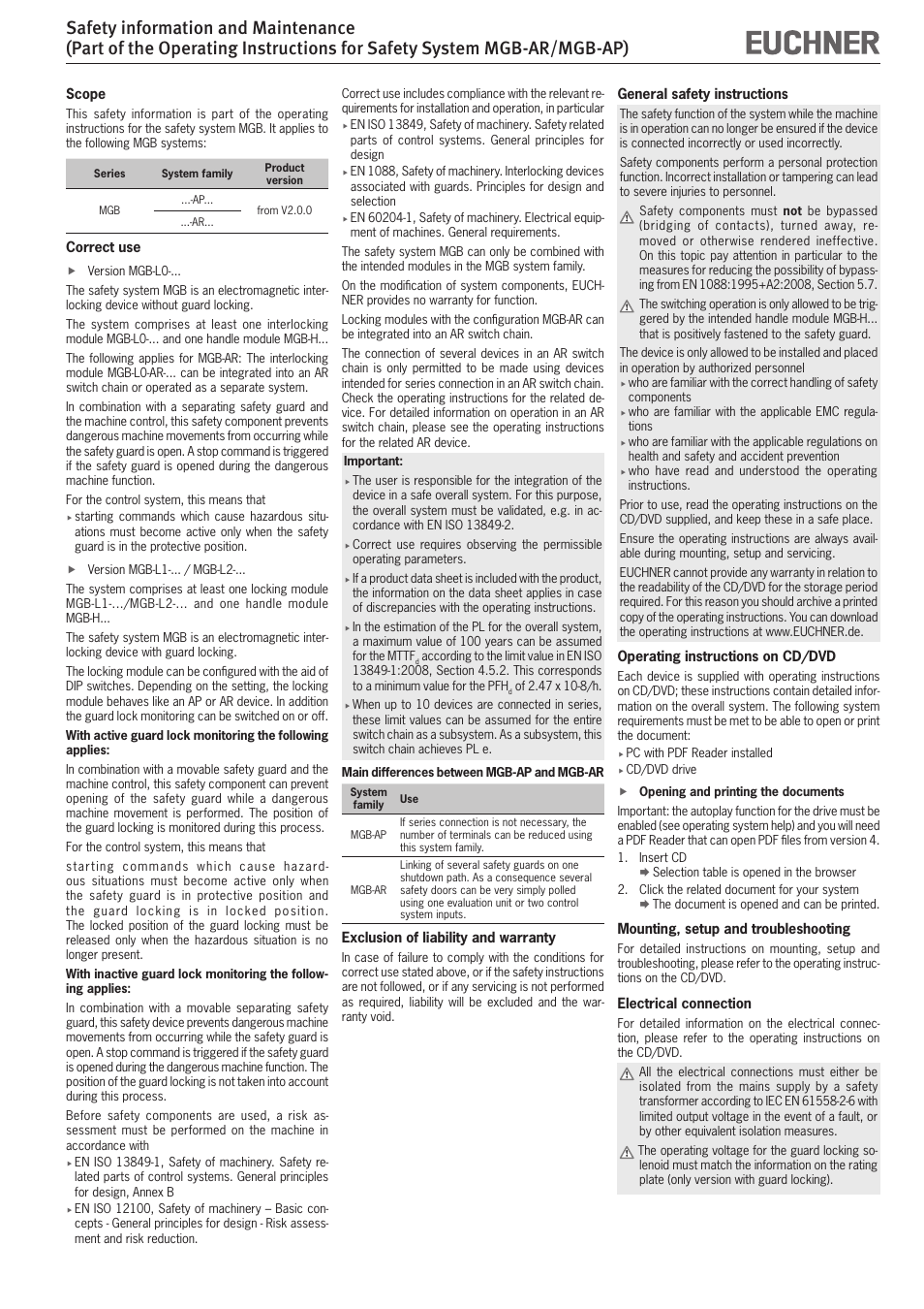 EUCHNER MGB-AP User Manual | Page 3 / 14