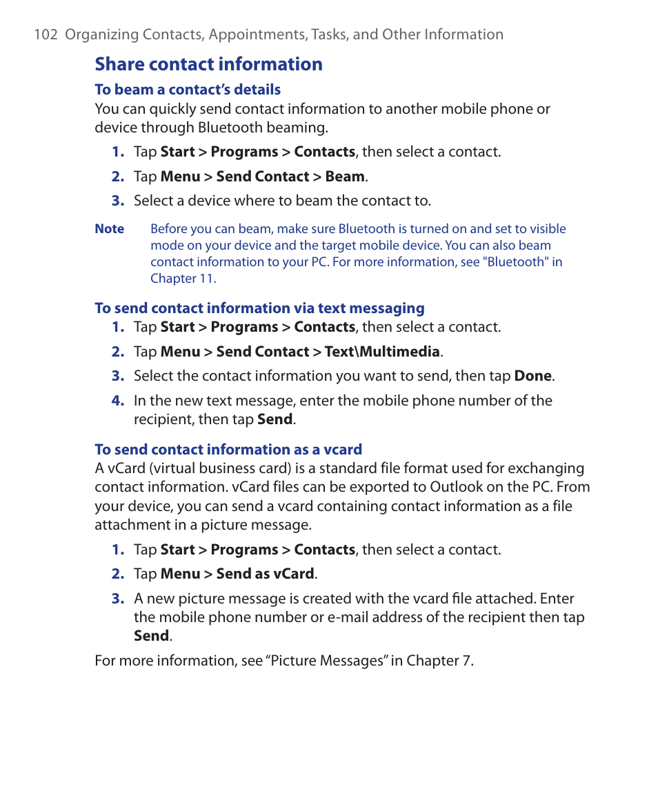 Share contact information | ArcSoft Wing HERA110 User Manual | Page 102 / 258