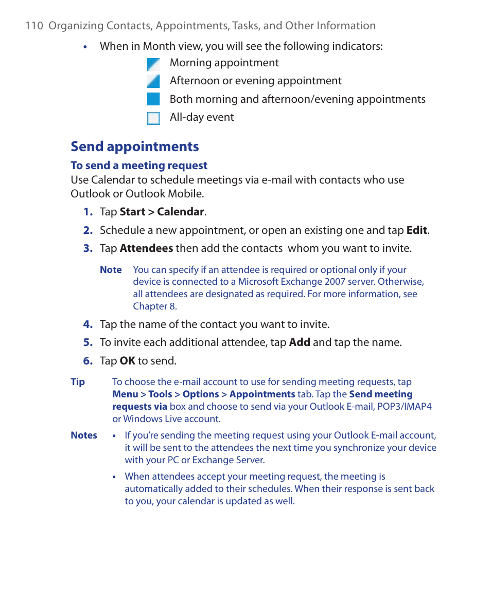 Send appointments | ArcSoft Wing HERA110 User Manual | Page 110 / 258