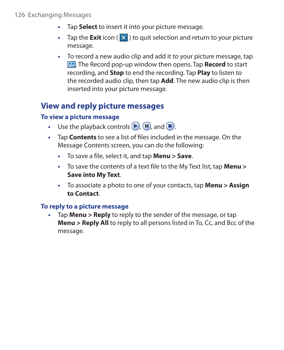 View and reply picture messages | ArcSoft Wing HERA110 User Manual | Page 126 / 258