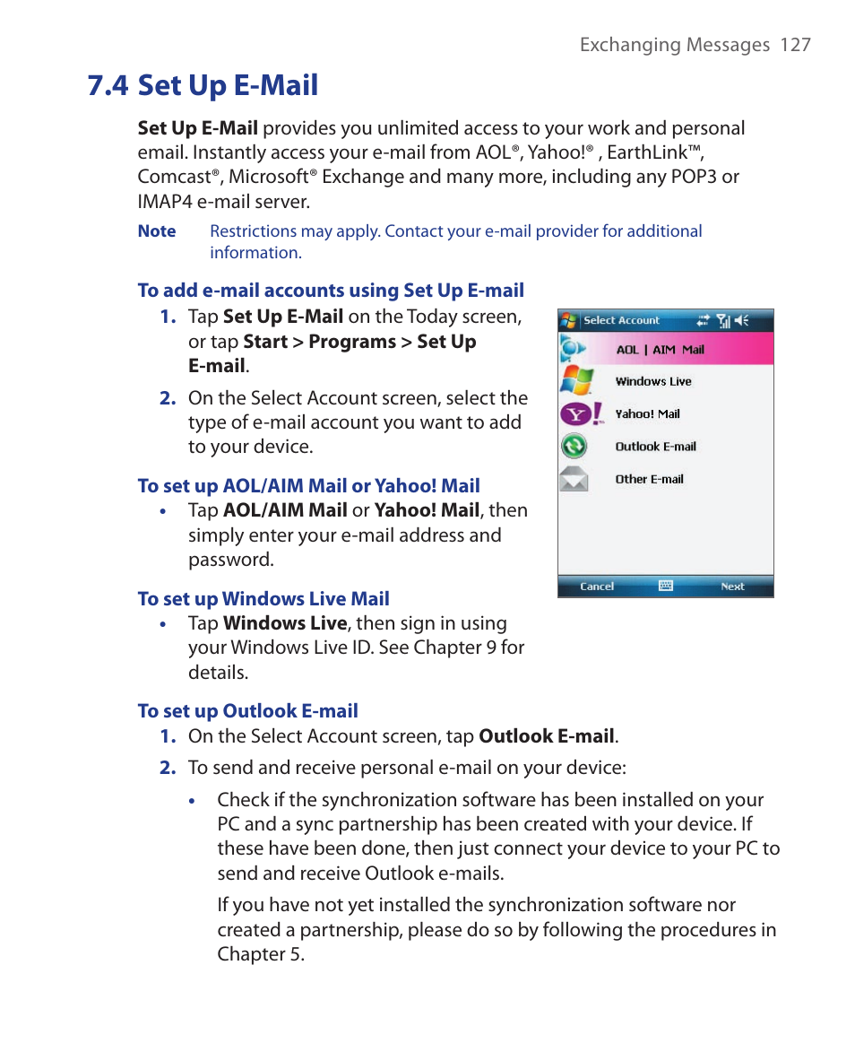 4 set up e-mail | ArcSoft Wing HERA110 User Manual | Page 127 / 258