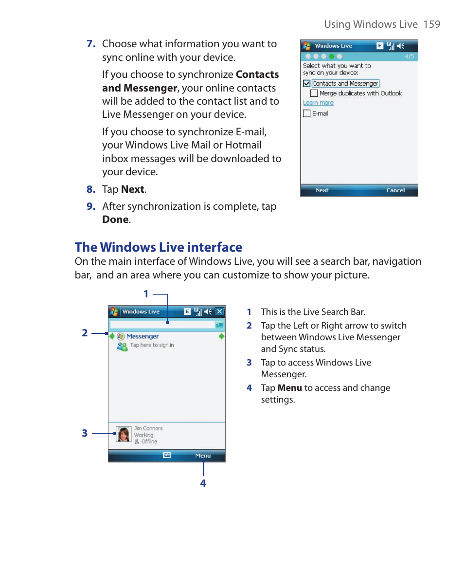 The windows live interface | ArcSoft Wing HERA110 User Manual | Page 159 / 258