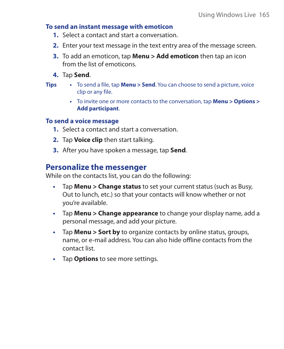 Personalize the messenger | ArcSoft Wing HERA110 User Manual | Page 165 / 258