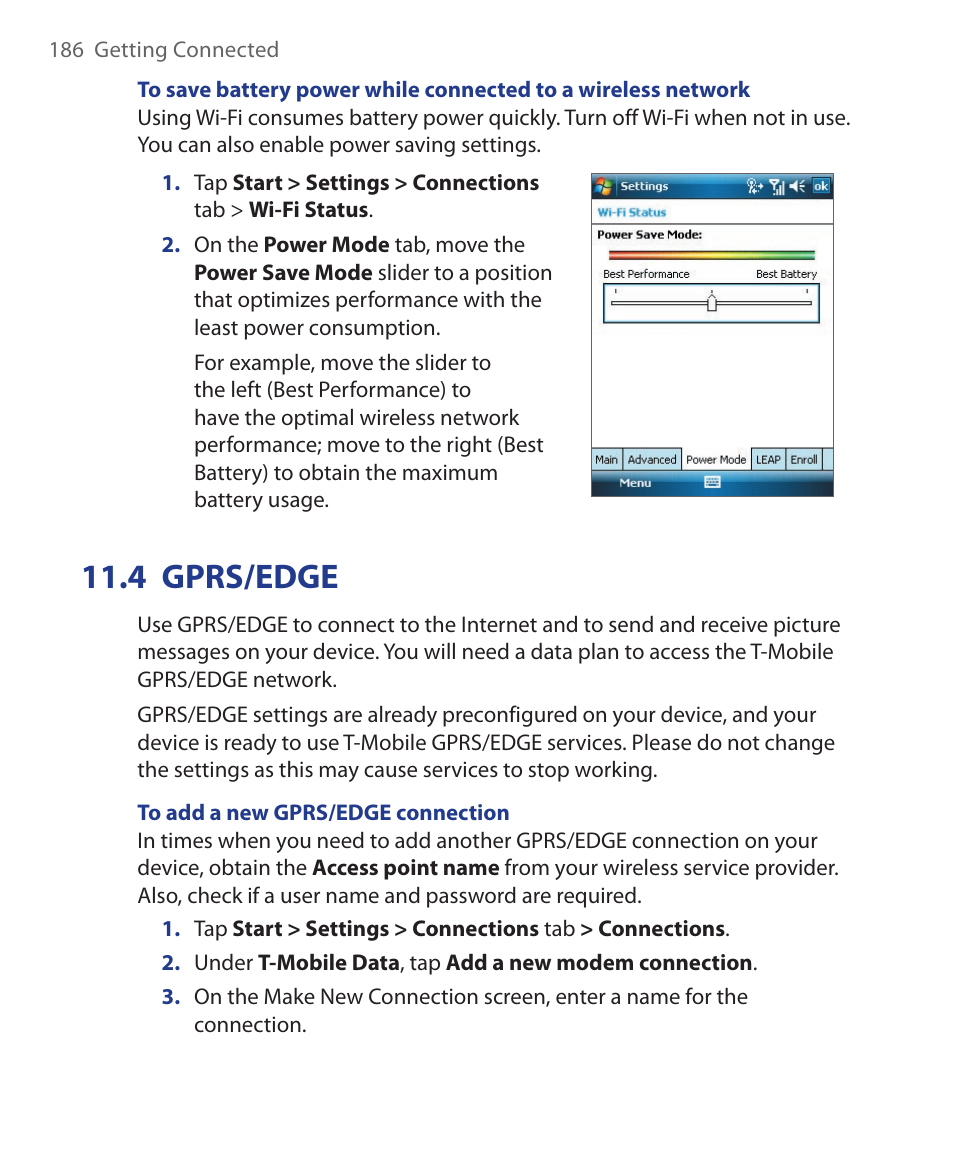 4 gprs/edge | ArcSoft Wing HERA110 User Manual | Page 186 / 258